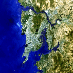 Mumbai as seen from space with Salsette Island clearly visible.