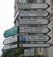 Bilingual road signs can be seen in traditional Breton-speaking areas