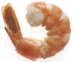 A steamed tail-on shrimp